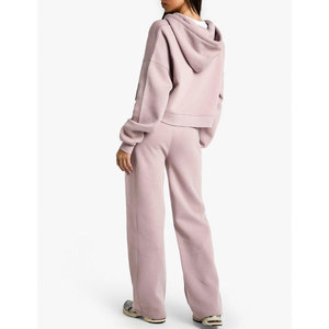 Conjunto Deportivo de Felpa de Algodón para Mujer, Sudadera Corta Holgada y Pantalones Jogger, Ropa Deportiva con Logotipo Personalizado - Product Image 2