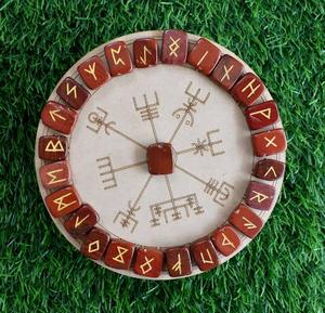 Jaspe rouge de haute qualité gravé sculpté Reiki Rune Set 25 pièces Style Feng Shui dégringolé jaspe rouge Agate pierre gemme Runes - Product Image 5