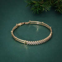 IGI certificado redondo excelente corte Natural EF VVS diamante brazalete pulsera joyería en oro amarillo sólido de 18K para mujer