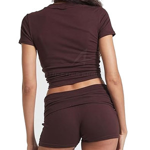 Pantalones cortos y camisa de gimnasio ajustados de alta calidad para mujer, ropa de entrenamiento personalizada cómoda con patrón sólido - Product Image 5