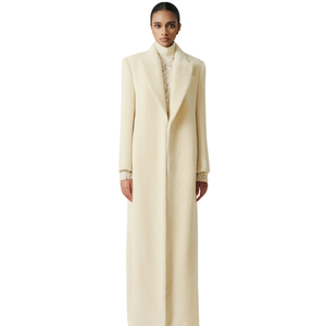 Abrigos de lana antiarrugas para mujer con abertura en la espalda Nara Premium Alpaca abrigo largo Premium Alpaca conjuntos para mujer mayorista Whiteant - Product Image 1