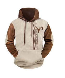Sweat à capuche pour hommes Streetwear tailles XS à XL tissu tissé avec personnages brodés imprimés d'automne et écusson de logo - Product Image 5