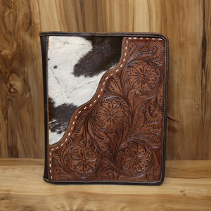 Vrais cheveux faits à la main sur portefeuille en cuir usiné organisateur portefeuille A4 fichier de portefeuille de documents en cuir personnalisé - Product Image 1