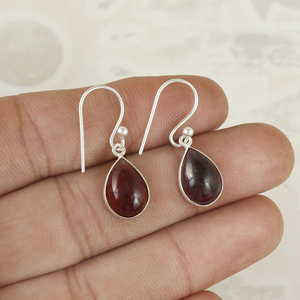 Natural <b>Red</b> Garnet 925 Sterling Silver <b>Drop</b> <b>Earrings</b> For Women Gemstone Fine Jewelry Wholesale & Custom Gift - Product Image 2