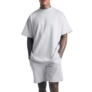 Ensemble décontracté d'été pour hommes en tissu éponge uni, T-shirt à manches courtes 100 % coton séchage rapide, ensemble 2 pièces pour hommes 2026 - Product Image 2