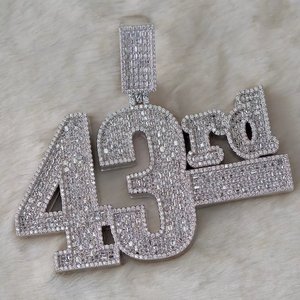 Colgante de Plata de Ley 925 con Letras y Números Personalizados, con Incrustaciones de Diamantes Moissanite VVS, Brillante, Estilo Hip Hop, de Lujo - Product Image 5