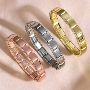 Bracciale Unisex in Acciaio Inossidabile Elastico con Placcatura Sottovuoto, Braccialetto Modulare Fai-da-Te per Uomo e Donna, Gioiello alla Moda, Regalo - Product Image 1