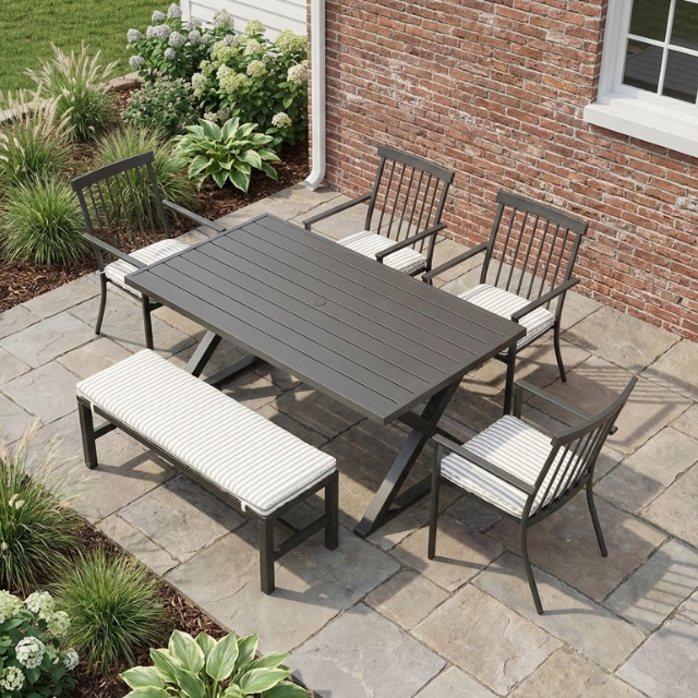 Commercial outdoor dining furniture set for hotel terrace and resort projects