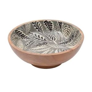 Vaisselle décorative de bol en bois imprimé coloré artisanal pour le service de cuisine de table à manger et la décoration intérieure de la maison - Product Image 6