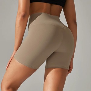 Pantalones cortos de entrenamiento de talla grande para mujer con control de barriga alto 100% algodón sólido Fitness levantamiento de glúteos Mid Street High Digital Printing - Product Image 4