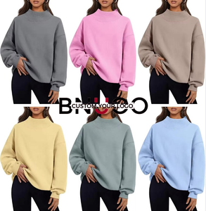 Sudadera con Capucha Extra Grande para Mujer con Cuello Alto Simulado, Tejido en la Parte Delantera, Nuevo Lanzamiento, Moda Casual Sostenible para la Temporada de Invierno - Product Image 2