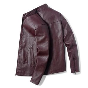 Vestes en cuir pour hommes de qualité supérieure Veste en cuir PU décontractée en similicuir à fermeture éclair de couleur unie pour hommes - Product Image 6
