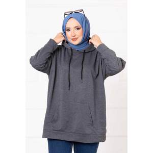 Dark <b>Grey</b> Kangaroo Pocket Hijab Women's <b>Sweatshirt</b> Comfortable Hoodies & <b>Sweatshirts</b> - Product Image 1