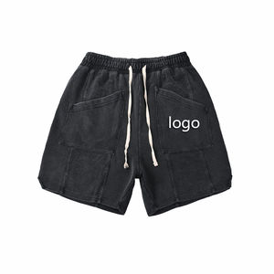 Shorts décontractés en toile pour hommes, séchage rapide, 100 % coton, taille élastique vintage, style mi-taille, streetwear, anti-plis, directement de l'usine - Product Image 3