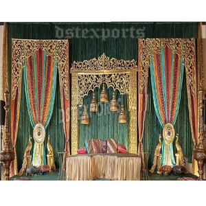 Decoración de Escenario nocturno Mehndi de estilo real con accesorios únicos Fusion Wedding Mehndi Stage Decor Elegante Sangeet Decor para boda EE. UU. - Product Image 1