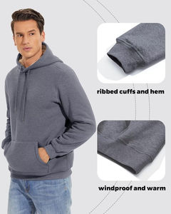 2025 Unisex sólido Sudadera con capucha pulóver sudadera algodón polar bordado bolsillo único Streetwear estilo moda invierno capa - Product Image 4