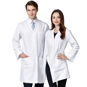 Otoño e Invierno, bata de laboratorio de manga larga Unisex, tela tejida gruesa azul y blanca, uniformes para médicos, trabajadores de fábricas de alimentos - Product Image 2