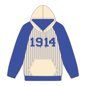 Founding Year 1914 Phi Beta Sigma Neutral Body Blue Raglan Pinstripes Pullover <b>Hoodie</b> Fraternity Apparel Custom Divine Nine HBCU - Product Image 2