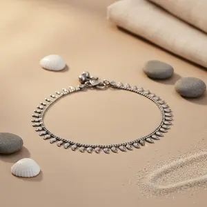 Daily Wear 925 Silver Leaf <b>Anklet</b> for <b>Women</b> 14K/18K Gold Plated with Freshwater Pearl & Diamond Gift Jewelry - Product Image 1
