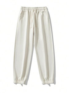 Pantalon de survêtement épais et ample pour homme, taille haute, décontracté, pour l'hiver, avec logo personnalisé brodé, en molleton - Product Image 3