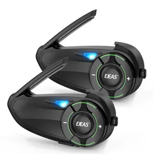 EJEAS Q8 interkom Full dupleks untuk helm sepeda motor, helm Handsfree Bluetooth 1000M, berbagi musik FM tahan air