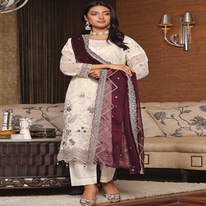 ชุดเดรสผ้าชีฟอง3ชิ้นแม็กซี่จากนักออกแบบชุดเดรสปากีสถานแบบดั้งเดิมสำหรับใส่ไปงานปาร์ตี้ - Product Image 3