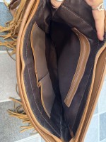 Tas Selempang Kulit Sapi Motif Barat, Ukiran Tangan, Desainer, Gaya Gypsy Boho Vintage, Buatan Tangan, Kapasitas Besar