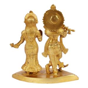 Murti de Radha Krishna Bhagwan Hecho a Mano, Tradicional y Art Deco, de Latón y Aluminio, para Decoración de Oficina y Sala de Estar, Decoración Diwali - Product Image 2
