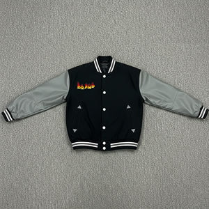 Vestes universitaires de haute qualité, sur mesure, 100% coton et laine, manches en cuir, vêtements d'hiver, veste de baseball d'hiver tendance - Product Image 4