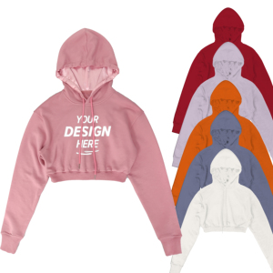 Custom Puff Printing Embroidered Logo <b>Crop</b> <b>Top</b> silk lined Women Hoodie satin hooded hoodies - Product Image 1