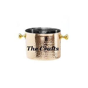 Cubo de hielo martillado de cobre con pinzas, cubo de hielo de forma redonda de tamaño personalizado para uso de vajilla de boda - Product Image 2