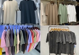 Surdimensionné coton solide t-shirts pour hommes Vintage basique t-shirts Baggy Hip Hop unisexe hauts lavage à l'acide t-shirt - Product Image 4