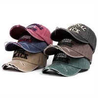 Gorra de béisbol de mezclilla retro con efecto desgastado, visera deshilachada, bordado 3D, ajustable, varios colores vintage, para venta al por mayor