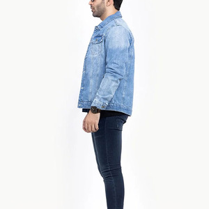 Haute qualité 100% coton respirant écologique couleur unie déchiré Vintage recadrée décontracté hommes Denim vestes - Product Image 2