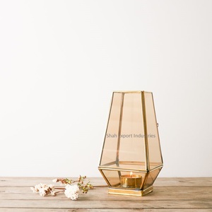 Portavelas de vidrio transparente rectangular decorativo para el hogar, vela enmarcada negra de Metal votiva para centros de mesa - Product Image 2