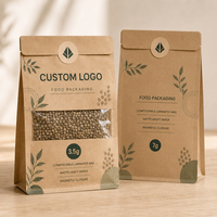 Pochette en papier kraft personnalisée de luxe avec fenêtre et fermeture magnétique pour emballage alimentaire 3,5g 7g Sac laminé compostable
