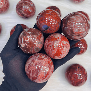 ลูกบอลทรงกลมทำจากไม้กลายเป็นหินสีแดงทรงกลมอัญมณีธรรมชาติสำหรับการรักษาและการตกแต่งจำนวนมาก - Product Image 3