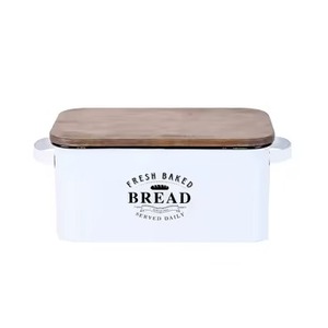 กล่องใส่ขนมปังโลหะเคลือบสีขาวทรงสี่เหลี่ยมผืนผ้าภาชนะจัดระเบียบสำหรับอุปกรณ์ครัวและใช้เบเกอรี่ดีไซน์ทันสมัย - Product Image 2