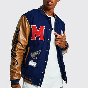Custom Logo <b>Long</b> Winter Baseball Letterman Varsity <b>Jackets</b> with Front Design 100% Cotton Fleece Streetwear Style for <b>Men</b> - Product Image 6