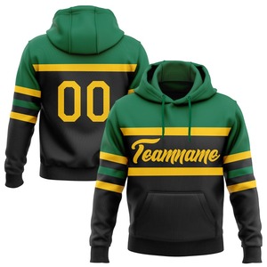 Custom Stitched Black <b>Yellow</b>-Kelly Green Line Sports Pullover Sweatshirt Hoodie - Product Image 1