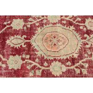 Turkish Rug, 2.7x6.4 ft Vintage Rug, <b>Red</b> White Abstract <b>Wool</b> Rug - Product Image 4