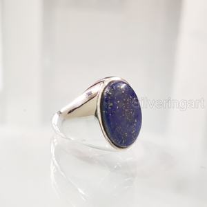 Vente en gros de bagues pour hommes, pierres précieuses afghanes naturelles, lapis lazuli, pierre de naissance, bijoux arabes de toutes tailles, bague en argent sterling 925 - Product Image 2