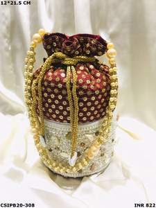 Sac de soirée ethnique nuptiale de style Potli pour mariages et occasions spéciales - Product Image 3