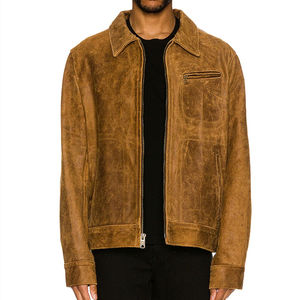 Hombres venta al por mayor 2025 cierre de cremallera frontal pecho cremallera bolsillo chaqueta botón duradero barril puños sin forro chaqueta áspera para hombres - Product Image 4
