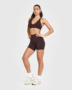 Premium Plum Brown Unified Shorts for Women High Waisted Women's Shorts Compressive <b>Waistband</b> & Sweat Wicking Performance Fabric - Product Image 3