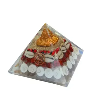 Pyramide d'orgone Gomti Chakra Shri Yantra sculptée à la main, décoration pour la maison ou le bureau, cadeau - Product Image 1