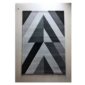 Alfombra de lana con mechones a mano moderna de primera calidad Rectangular negra y gris abstracta con pila alta para uso doméstico - Product Image 3