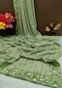 Georgette-ropa de boda de alta calidad para mujer, accesorio de fiesta de alta calidad, bordado de secuencia, a precio barato de Surat - Product Image 5