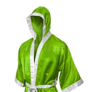 Custom <b>Boxing</b> <b>Robe</b> with Embroidered Logo and Hood Men's <b>Boxing</b> <b>Robe</b> with Contrast Trim and Comfortable Fit - Product Image 3