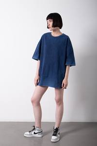 2022ผู้หญิงขนาดใหญ่สบายๆเสื้อยืดสี Moonwash ซักผ้าเทคนิคคุณภาพสูงผ้าฝ้าย100 180-280 GSM OEM - Product Image 5